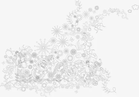 手绘创意家人装饰春天黑白免抠