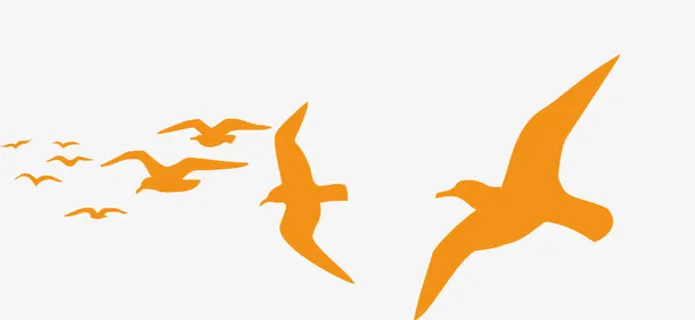 简约矢量黄色飞舞小鸟免抠