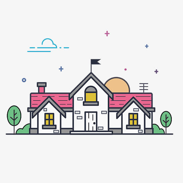简约建筑图案免抠