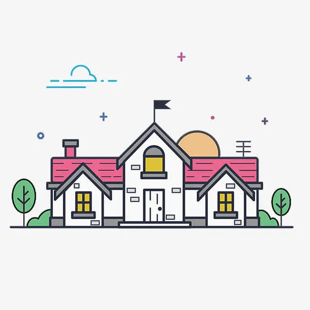 简约建筑图案免抠