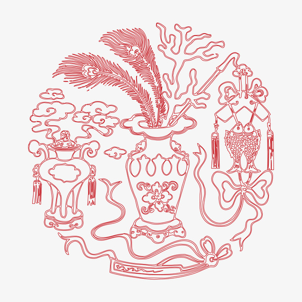 中国风花纹免抠