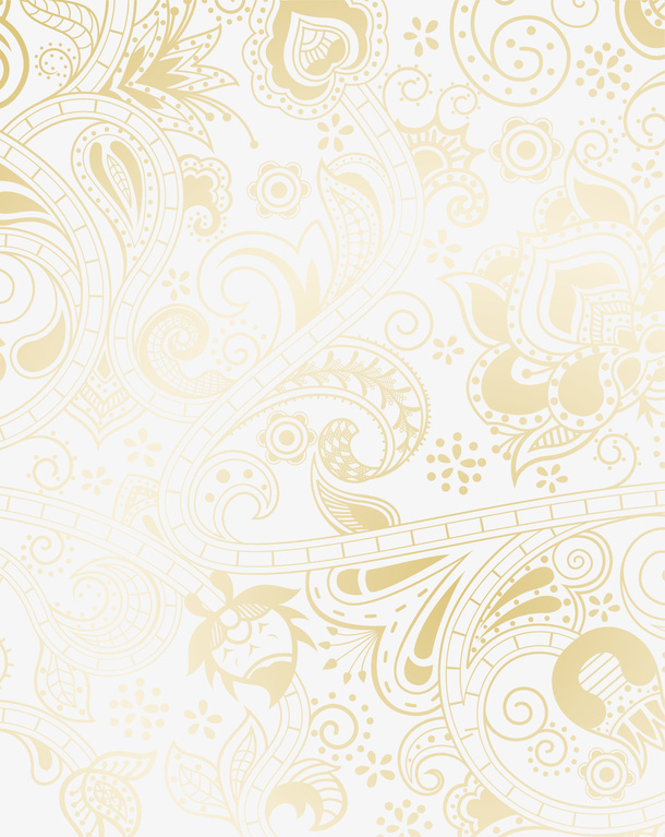 文艺风黄色花纹底纹免抠