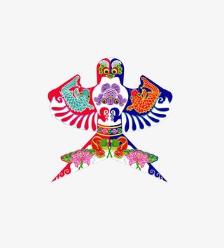 彩色花纹风筝图案免抠