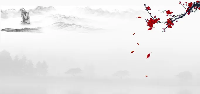 水墨中国风黑白海报banner背景高清