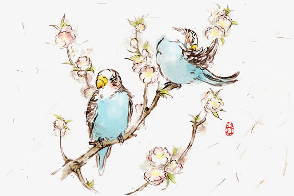 创意手绘水墨小鸟免抠免抠