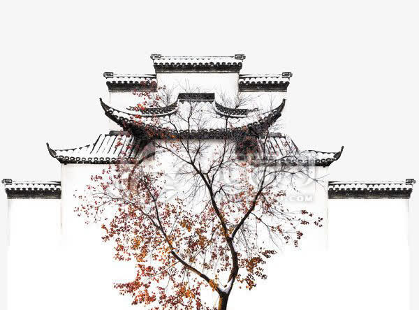 徽州对称风格建筑免抠