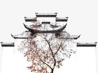 徽州对称风格建筑免抠