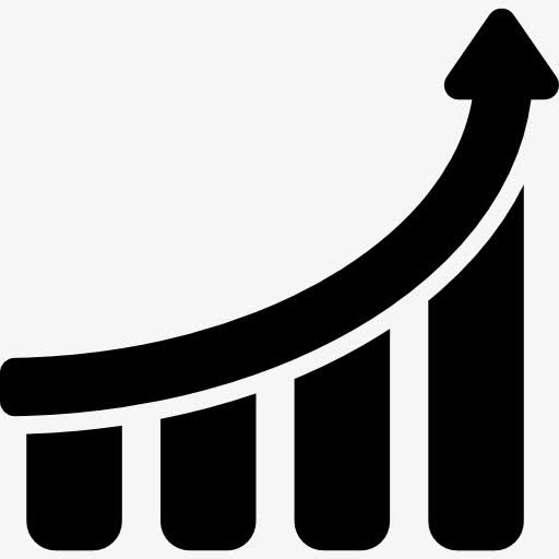 财务统计酒吧图形与向上箭头图标免抠