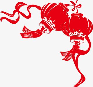 中国风灯笼装饰剪纸免抠