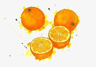 水彩橙子免抠