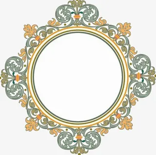 复古花纹设计镜子边框图案免抠