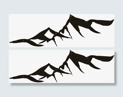 水墨黑色山峰矢量图免抠