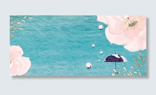 春天文艺小清新蓝色banner高清