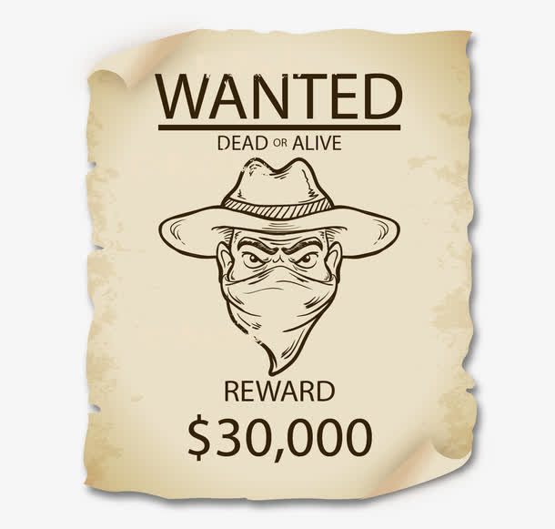 蒙面大盗通缉令免抠