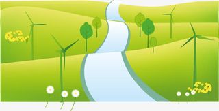 卡通清新春天草坪小路免抠