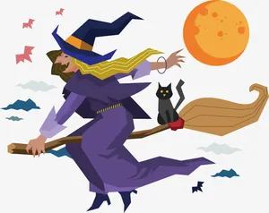 骑着扫把飞行的女巫免抠