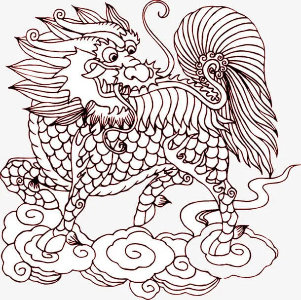 麒麟白描免抠
