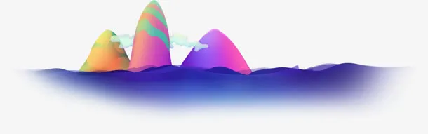 海上的三座山和边框免抠
