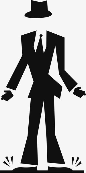 黑色扁平跳舞男人免抠