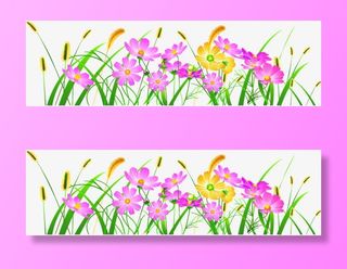 春天手绘粉黄色花丛免抠装饰动物元素