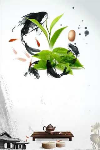 清明茶叶蛋鲤鱼背景素材高清