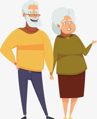 老人父母剪影背景免抠