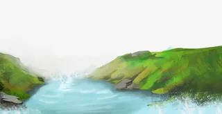 2017山水画手绘卡通免抠