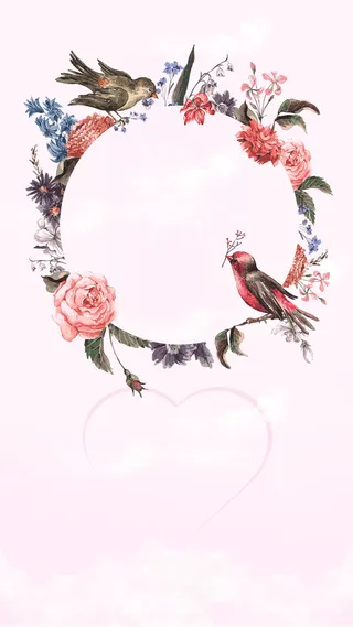 女神节彩绘花环H5海报背景psd分层下载高清