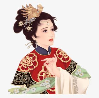 手绘中国风工笔红楼梦美女插画免免抠