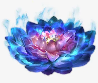莲花蓝色莲花发光特效免抠