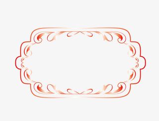 花纹红白框矢量卡通简洁扁平化免抠