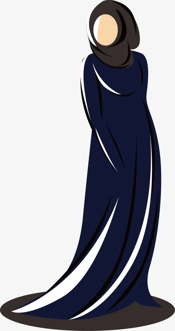 蓝色长裙阿拉伯妇女免抠