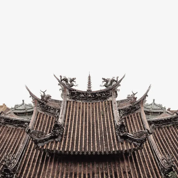 褐色中国风屋顶边框纹理免抠