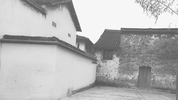 江南黑白小巷免抠