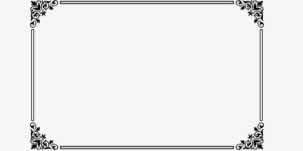 黑色四角花纹边框免抠