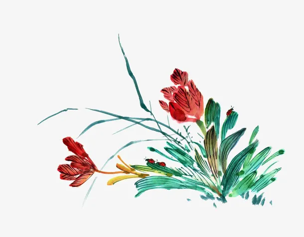 水墨花朵免抠