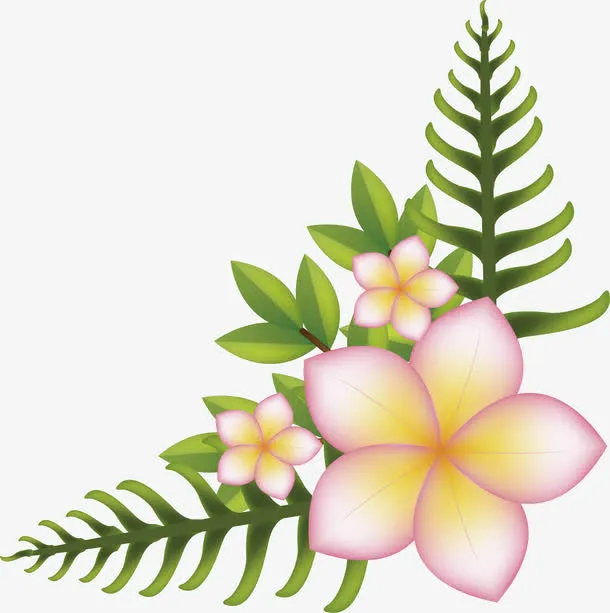 浪漫花朵直角边框免抠
