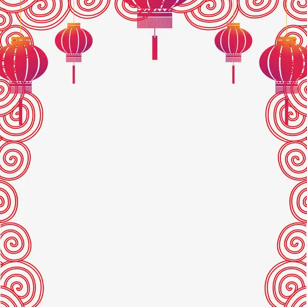 红灯笼圆圈装饰免扣素材免抠