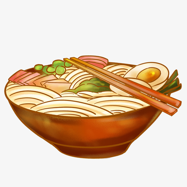 卡通手绘秋冬面条美食免抠