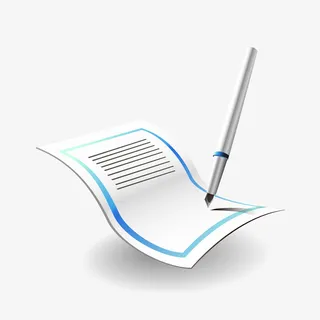 白色钢笔与纸张免抠