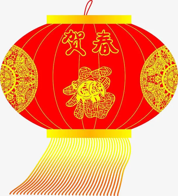 贺春字样的大红灯笼免抠