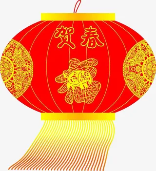 贺春字样的大红灯笼免抠