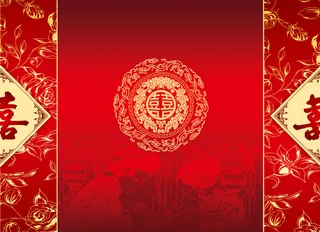 红色喜庆婚庆主题邀请函请柬背景素材高清