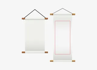 白色简约风格卷帘免抠