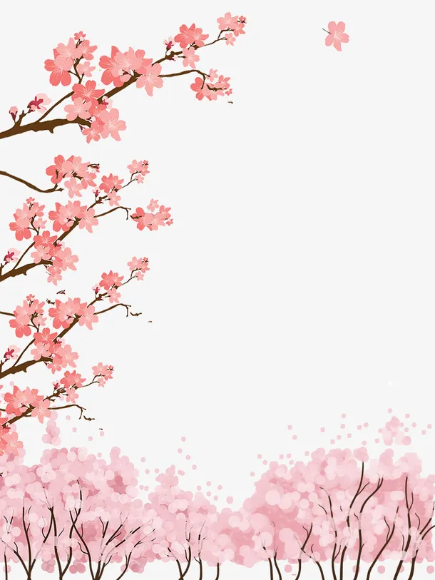 春季粉色樱花主题装饰边框免抠