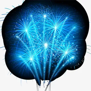 唯美蓝色烟花免抠