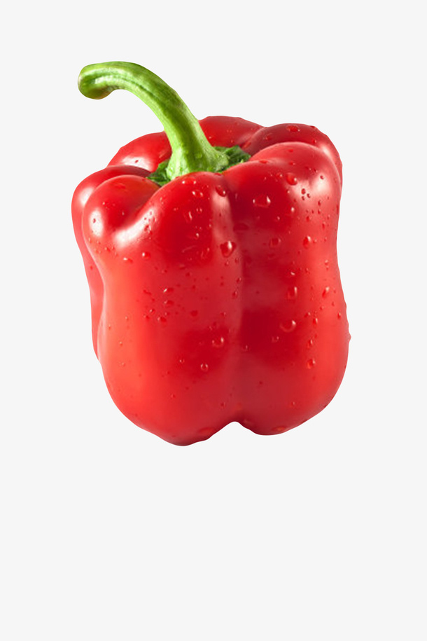 红色美味鲜红带水珠的红灯笼椒实免抠