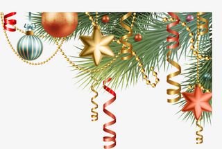 圣诞节绿色松叶装饰免抠