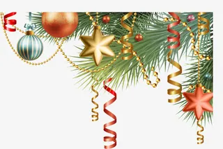 圣诞节绿色松叶装饰免抠