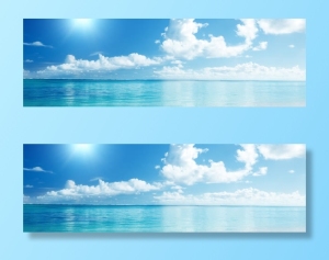 简约唯美大气美丽海景海报背景免抠